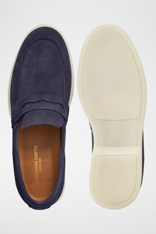 Mocassins en nubuck - Bleu marine