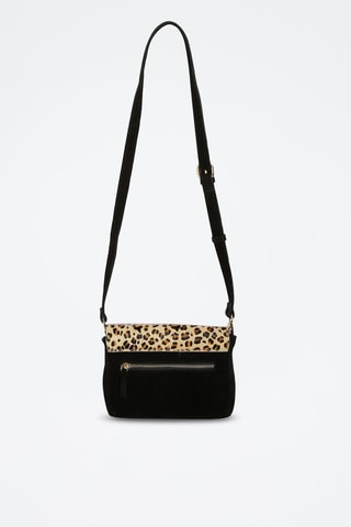 Mala a tiracolo de couro - Preto e bege