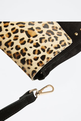 Mala a tiracolo de couro - Preto e bege