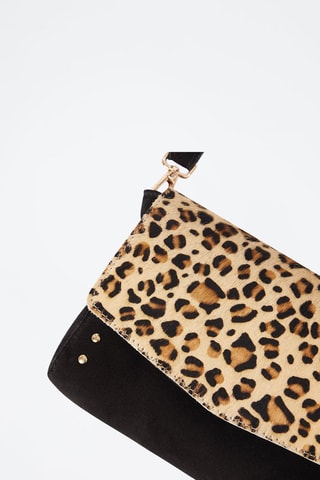 Mala a tiracolo de couro - Preto e bege