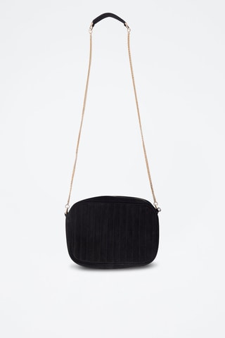 Mala a tiracolo em raspa de couro - Preto - Etam