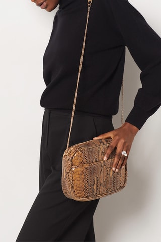 Mala a tiracolo em raspa de couro - Azul - Etam