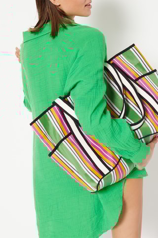 Mala cabaz Soni - Verde-escuro e branco