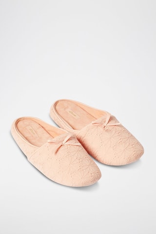 Pantufas em bordado inglês Nate - Salmão