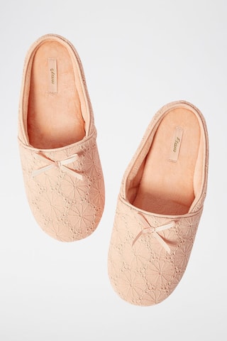 Pantufas em bordado inglês Nate - Salmão