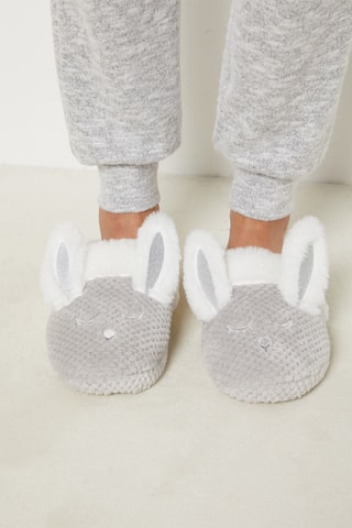 Pantufas forradas com orelhas Nicole - Cinzento-claro