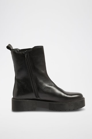 Botins subidos em couro - Preto