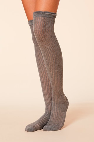 Meias de liga autoaderentes Jambiere Pointelle Antracite