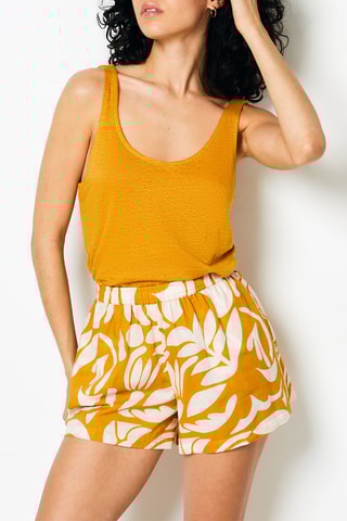 Camisola de alças de pijama em linho Josie - Mostarda