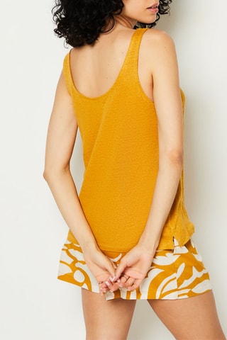 Camisola de alças de pijama em linho Josie - Mostarda