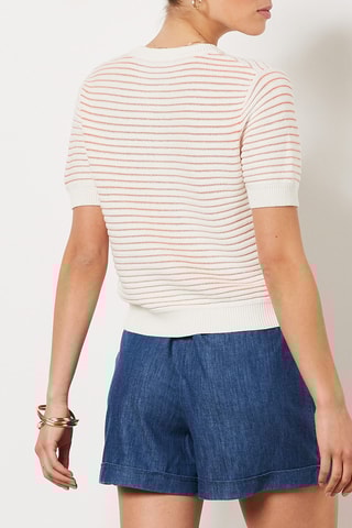 Cardigã - Branco e laranja