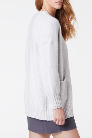 Casaco de malha comprido Loungewear Cinzento-claro