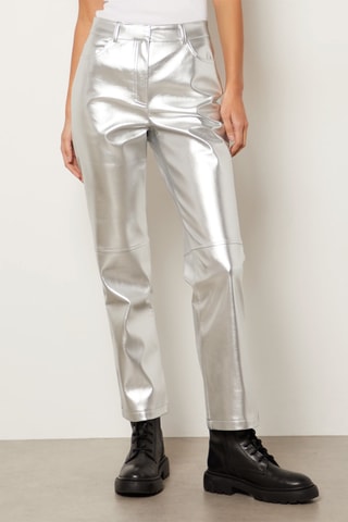 Calças direitas - Prateado