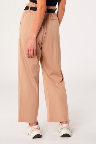Calças wide legs de cintura subida Petale Bege