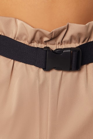 Calças wide legs de cintura subida Petale Bege