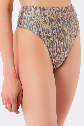 Parte de baixo de biquíni de cintura subida - Verde-escuro