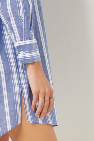 Camisa de dormir Jennie - Azul-escuro e cru