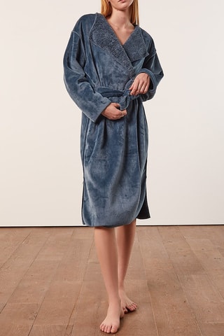 Robe em veludo - Azul-cobalto