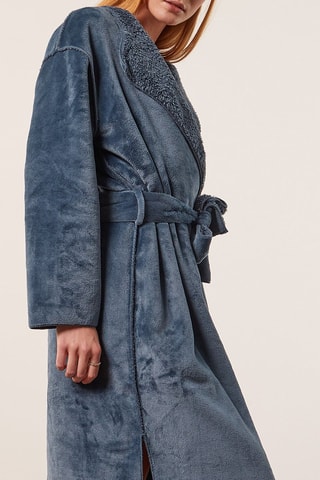 Robe em veludo - Azul-cobalto