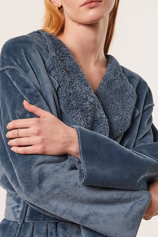 Robe em veludo - Azul-cobalto