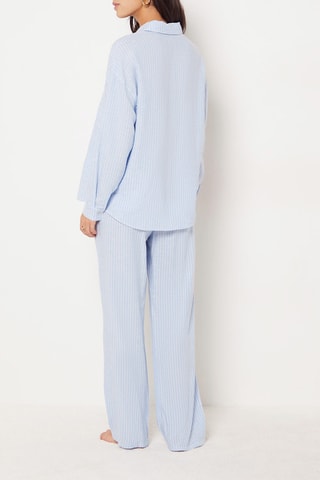 Camisa de pijama em linho - Azul-celeste