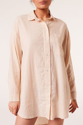 Camisa de pijama em linho - Rosa-maquilhagem