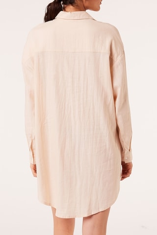 Camisa de pijama em linho - Rosa-maquilhagem