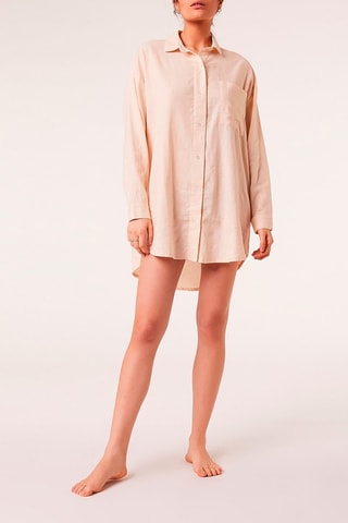 Camisa de pijama em linho - Rosa-maquilhagem