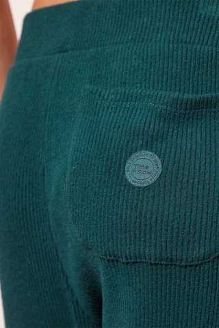 Calças de pijama 7/8 em veludo cintura subida Amythis - Verde-escuro