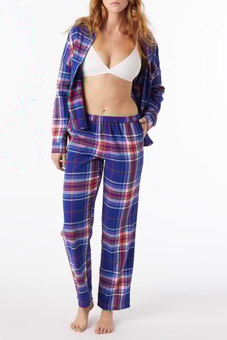 Calças de pijama cintura subida Sisoes - Azul-real e vermelho - Etam