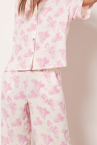 Calças de pijama 7/8 cintura subida em linho Uriane - Cru - Etam