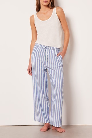 Calças de pijama 7/8 cintura subida em linho Cema - Cru