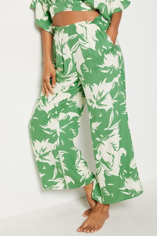 Calças de pijama de cintura subida - Verde-claro