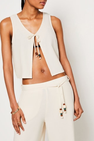 Top de praia em linho - Branco