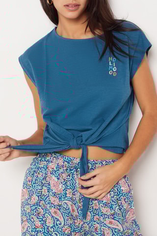 Top atado de pijama Ohani - Azul-petróleo