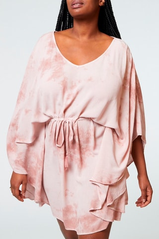 Vestido trapézio tie and dye Dip Imp fundo rosa