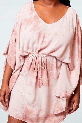 Vestido trapézio tie and dye Dip Imp fundo rosa