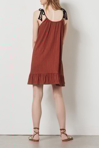 Vestido às riscas - Castanho