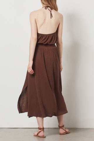 Vestido em linho - Castanho