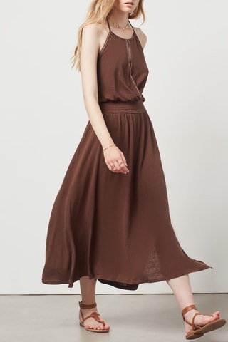 Vestido em linho - Castanho