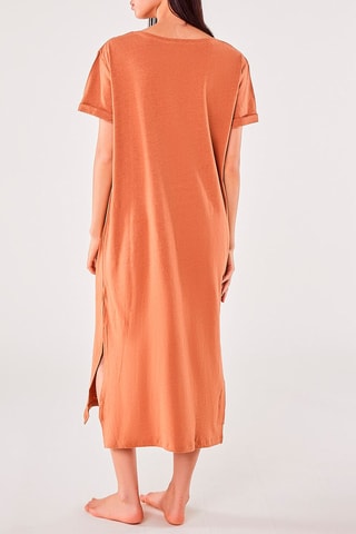 Vestido midi em linho Sole Cobre