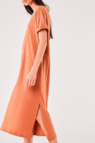 Vestido midi em linho Sole Cobre