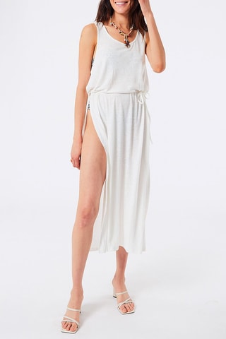 Vestido midi em linho Tina Cru