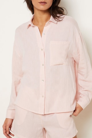 Camisa de pijama em linho Justine - Rosa