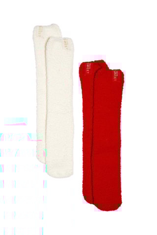 2 pares de meias Cindy - Vermelho e branco