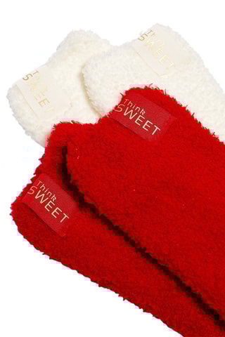 2 pares de meias Cindy - Vermelho e branco