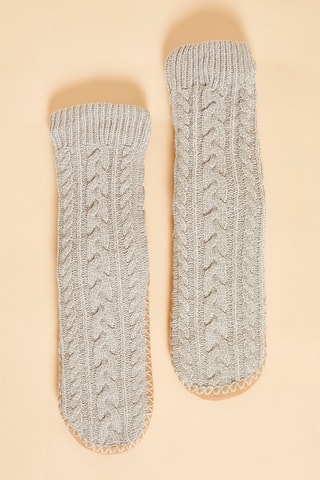 Antislipsokken Nolia lichtgrijs en beige