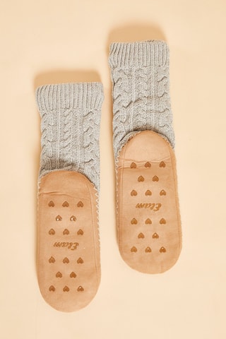 Antislipsokken Nolia lichtgrijs en beige