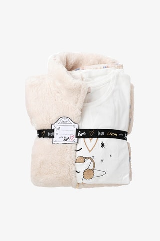 Pijama de 3 peças - Cru e branco