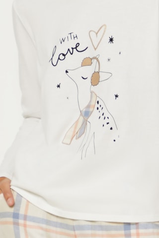 Pijama de 3 peças - Cru e branco